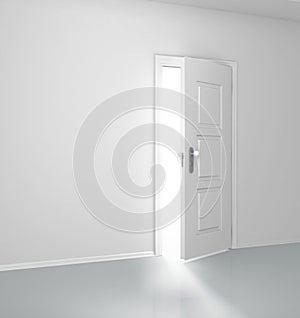 Grey wall with opened door