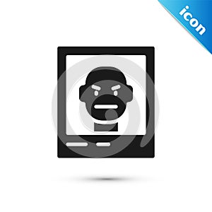 Grey Wanted poster icon isolated on white background. Reward money. Dead or alive crime outlaw. Vector