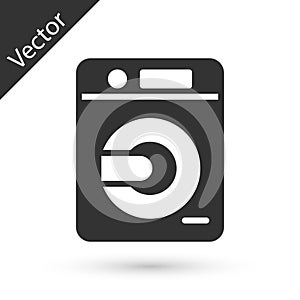 Grey Washer icon isolated on white background. Washing machine icon. Clothes washer - laundry machine. Home appliance