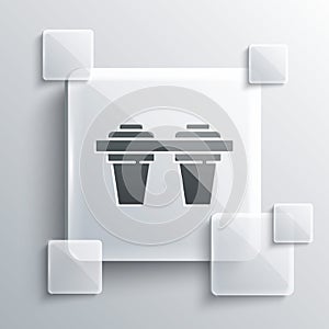 Grey Water filter icon isolated on grey background. System for filtration of water. Reverse osmosis system. Square glass
