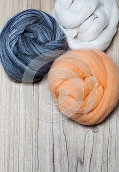 Grey, White, Apricot Felting Wool