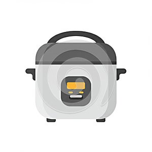 Grey and White Electric Rice Cooker with Digital Display