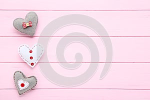 Grey and white fabric hearts