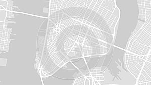 Grey and white New York city area vector background map, streets and water cartography illustration