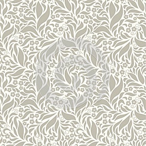 Grey and white seamless  abstract floral  background