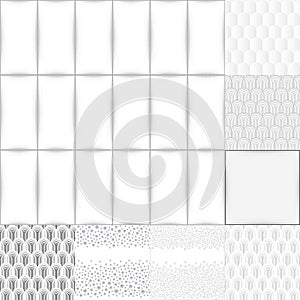 Grey white seamless background set