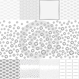 Grey white seamless background set