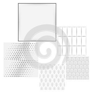 Grey white seamless background set