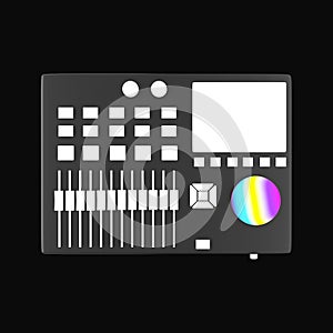 Grey and White Sound Mixer Board 3D Icon Against Black