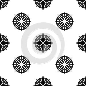 Grey Wind rose icon isolated seamless pattern on white background. Compass icon for travel. Navigation design. Vector