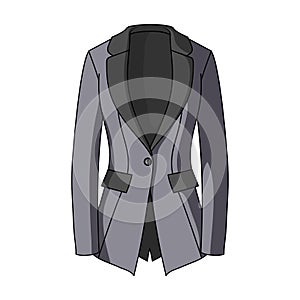Grey Women`s jacket with pockets. Work austere style.Women clothing single icon in cartoon style vector symbol stock