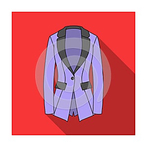 Grey Women s jacket with pockets. Work austere style.Women clothing single icon in flat style vector symbol stock