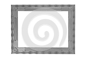 Grey wood picture frame isolated on white background.