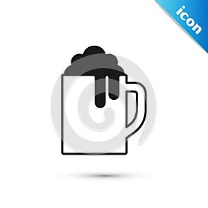 Grey Wooden beer mug icon isolated on white background. Vector