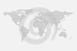 Grey World map of lines isolated on white background. Flat globe template for website design, infog