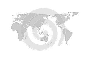 Grey world map vector flat design, Asia in center. photo