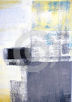 Grey and Yellow Abstract Art Painting