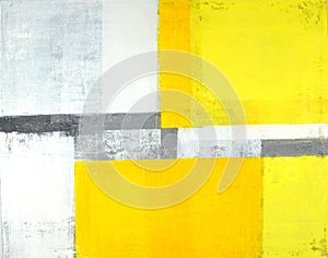 Grey and Yellow Abstract Art Painting