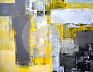 Grey and Yellow Abstract Art Painting