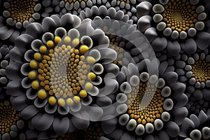 Greyand yellow flowers pattern, Generative Ai