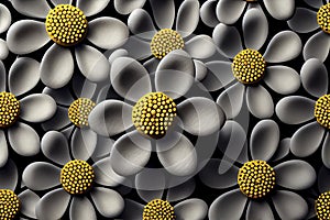 Greyand yellow flowers pattern, Generative Ai