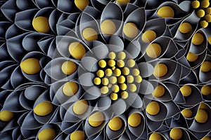 Greyand yellow flowers pattern, Generative Ai