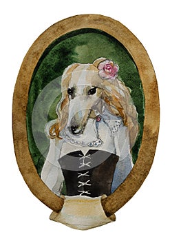 Greyhound dog portrait watercolor royal dog seria
