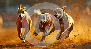 greyhounds race in a competitive race