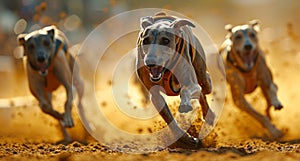greyhounds race in a competitive race
