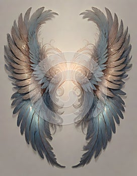 Greyish Blue angel Wings, generated with AI