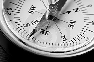 Greyscale image of a magnetic compass