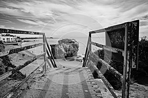 Greyscale shot of the beach in Abiss