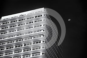 Greyscale shot of condo architecture in Daytona Beach, FL