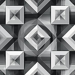 Greyscale squares give the illusion of 3D in a repeating pattern