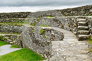 Grianan of Aileach, ancient drystone ring fort, located on top of Greenan Mountain in Inishowen, Co. Donegal, Ireland