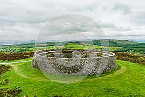 Grianan of Aileach, ancient drystone ring fort, located on top of Greenan Mountain in Inishowen, Co. Donegal, Ireland