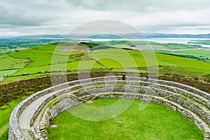 Grianan of Aileach, ancient drystone ring fort, located on top of Greenan Mountain in Inishowen, Co. Donegal, Ireland