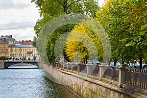 Griboyedov Canal in Saint Petersburg, Russia in autumn