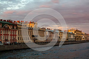 Griboyedov canal in Saint Petersburg at sunset