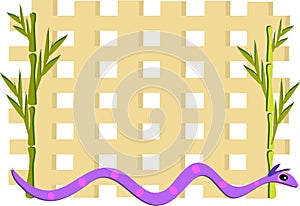 Grid with Bamboo and Purple Snake