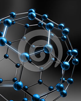 Grid of a blue molecule - 3d structure visualization