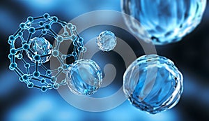 Grid of a blue molecule - 3d structure visualization