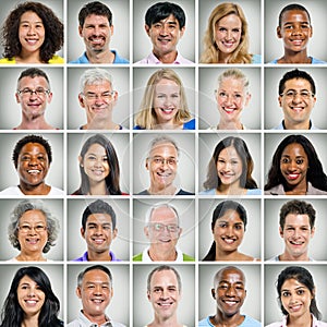 Grid of Close Ups of Smiling People