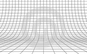 Grid curved background empty in perspective, vector illustration.