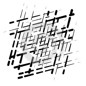 Grid, mesh abstract geometric pattern. segmented intersect lines. crossing dynamic stripes texture. random dashed streaks lattice