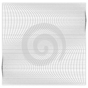 Grid, mesh with distorted, deformed effect. Abstract geometric vector element