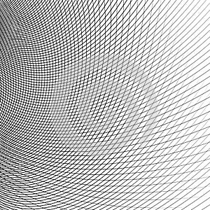 Grid - mesh of dynamic curved lines. Abstract geometric pattern.