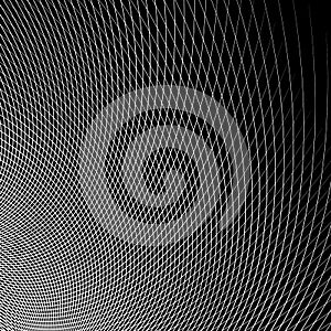 Grid - mesh of dynamic curved lines. Abstract geometric pattern.
