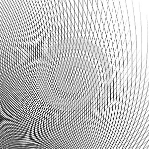 Grid - mesh of dynamic curved lines. Abstract geometric pattern.