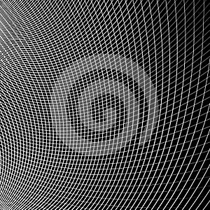 Grid - mesh of dynamic curved lines. Abstract geometric pattern.